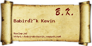 Babirák Kevin névjegykártya