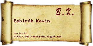 Babirák Kevin névjegykártya